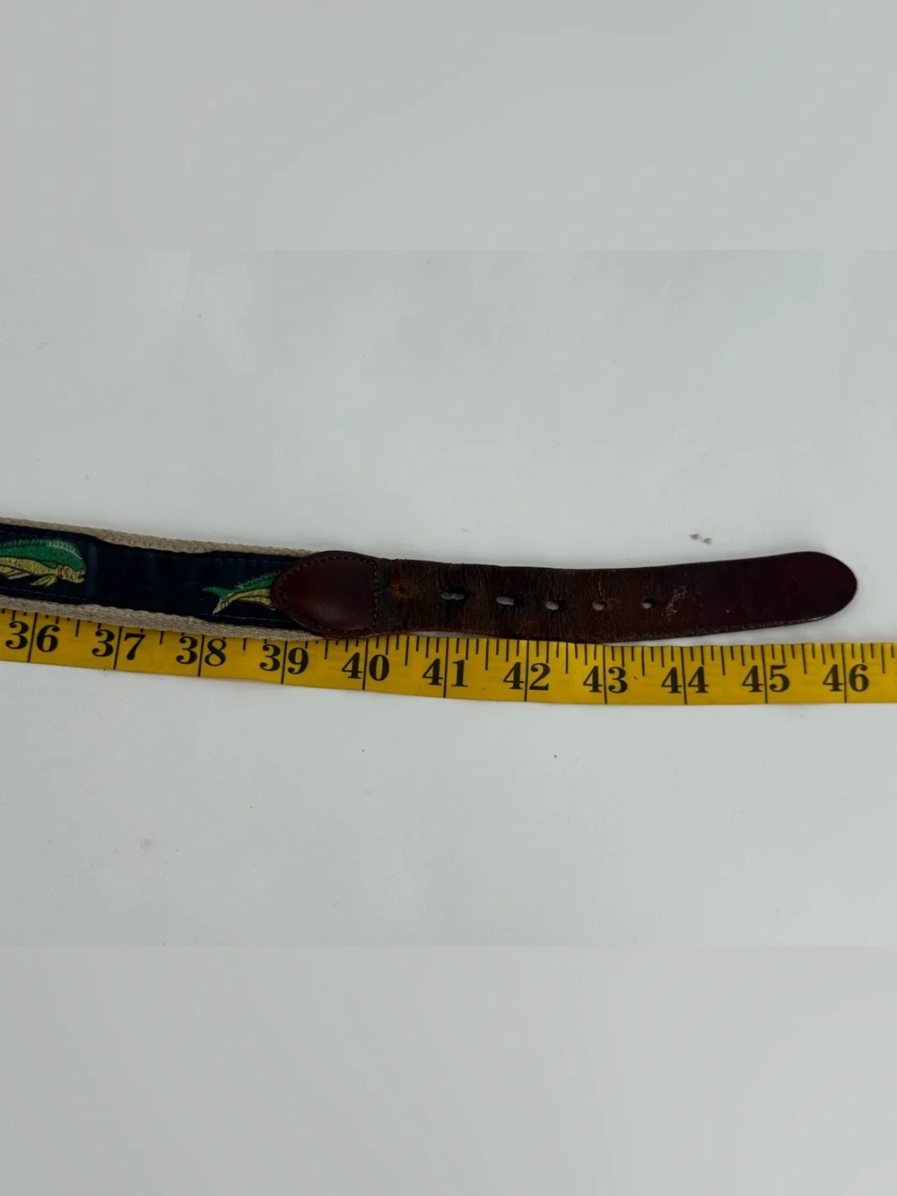 Leather Man Vintage Ahi Tuna Canvas & Leather Men’s Belt 42